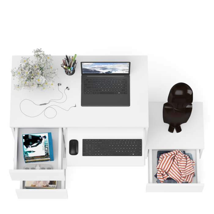 Прямые компьютерные столы, Компьютерный стол три ящика Мори МС-6 левый с тумбой 400