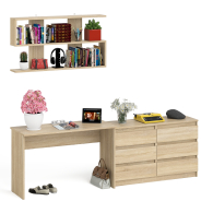 Прямые компьютерные столы, Мори стол письменный 1200.1 с полкой 1200 и широким комодом