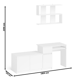 Компьютерный стол Мори МС-1 левый с тумбой две дверки и полкой