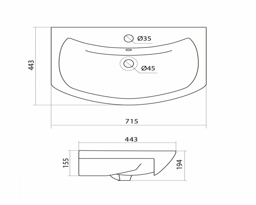 Тумбы с раковиной для ванны, Тумба с раковиной   Francesca Avanti Доминго 70 белый (2дв. ум. Балтика 70)