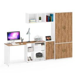 Стол рабочий-трансформер с полкой с тумбочкой Лидер-8 3.15 и шкафом 20Б для хранения