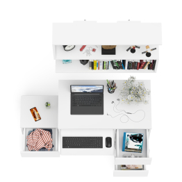 Компьютерный стол Мори МС-6 ящики справа с навесной полкой 900 и тумбой с ящиком