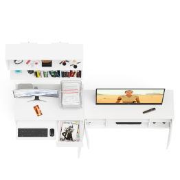 Однотумбовый компьютерный стол Мори МС-1 правый с тумбой МТВ1200.1 и открытой полкой на 900