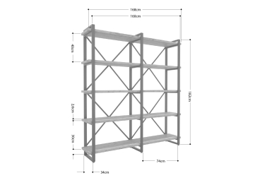 Стеллаж Айсберг Лофт 160х182-3 черный