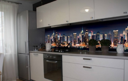 Кухонный фартук Ночной город 3000x600x1.5 мм глянец