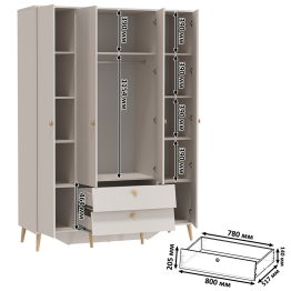 Набор шкафов Афина из шкафа 4-х дверного и шкафа 2-х дверного универсальная сборка