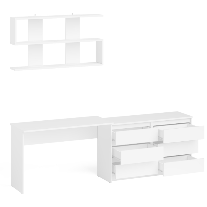 Прямые компьютерные столы, Мори стол письменный 1200.1 с полкой 1200 и широким комодом