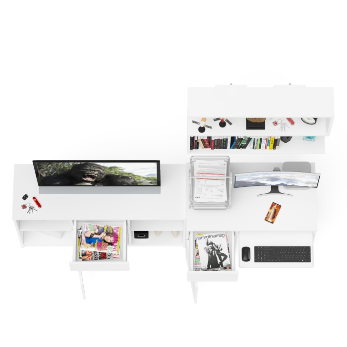 Прямые компьютерные столы, Тумба для техники МТВ1204.1 с компьютерным столом Мори МС-1 левым и полкой навесной