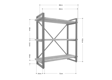 Стеллаж Айсберг Лофт 80х102-2 черный