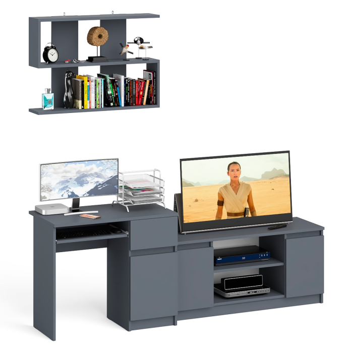 Прямые компьютерные столы, Однотумбовый компьютерный стол Мори МС-1 правый с тумбой МТВ1200.1 и открытой полкой на 900