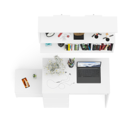 Стол компьютерный три ящика МС-6 левый с тумбочкой ТМП400 и навесной полкой 900 Мори