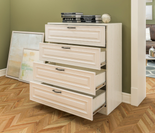 Комод Гранд / Ливерпуль СБ-3525 Дуб Приморский Белый/МДФ Классика Светлый