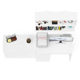 Однотумбовый стол компьютерный Мори МС-1 левый с комодом три ящика и навесной полкой 900