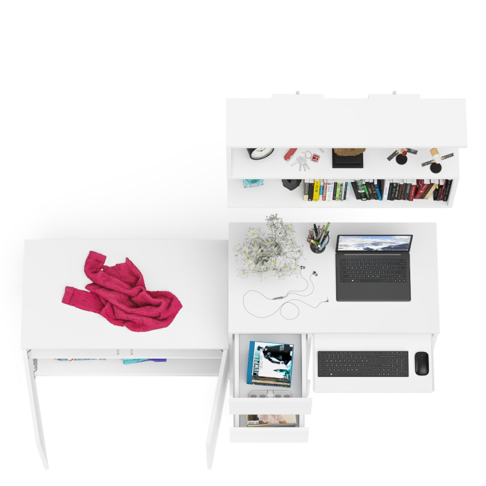 Прямые компьютерные столы, Тумба с дверками МА900 с компьютерным столом МС-6 левым и полкой 900