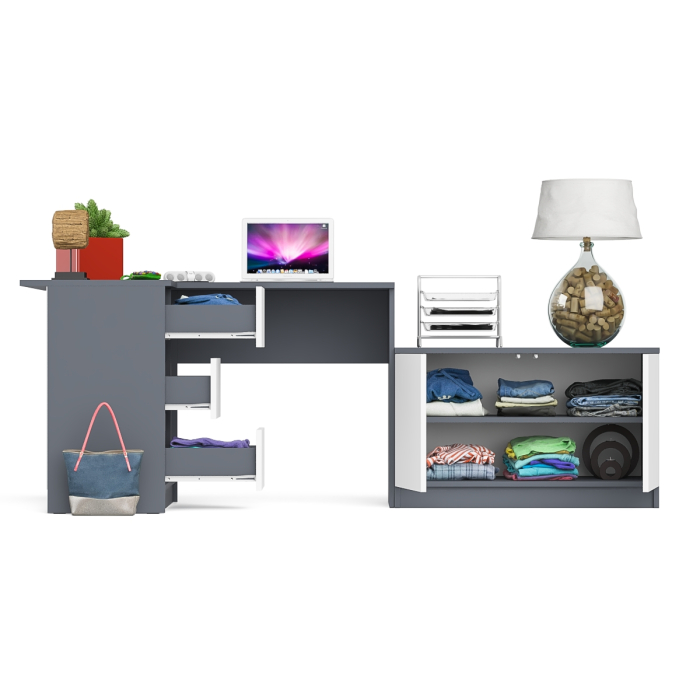 Угловые, Компьютерный угловой стол левое исполнение с широкой тумбой Мори МА-900