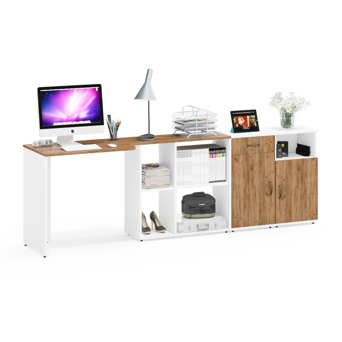 Домашние кабинеты, Стол-трансформер компьютерный и две тумбы для хранения Лидер-8.