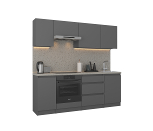 Кухонный гарнитур Леон прямой 210 см, диамант серый