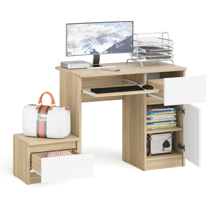 Прямые компьютерные столы, Компьютерный стол МС-1 правый с тумбой Мори