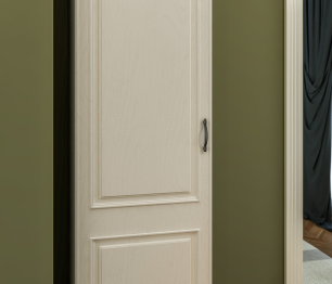 Шкаф-пенал Гранд / Ливерпуль СБ-3515 Дуб Приморский Белый/МДФ Классика Светлый