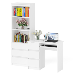 Стол компьютерный с тумбой с ящиками слева и стеллаж-комод МСТ600.3 Мори