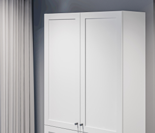 Стеллаж Твин СБ-3373 Белый с глухими фасадами