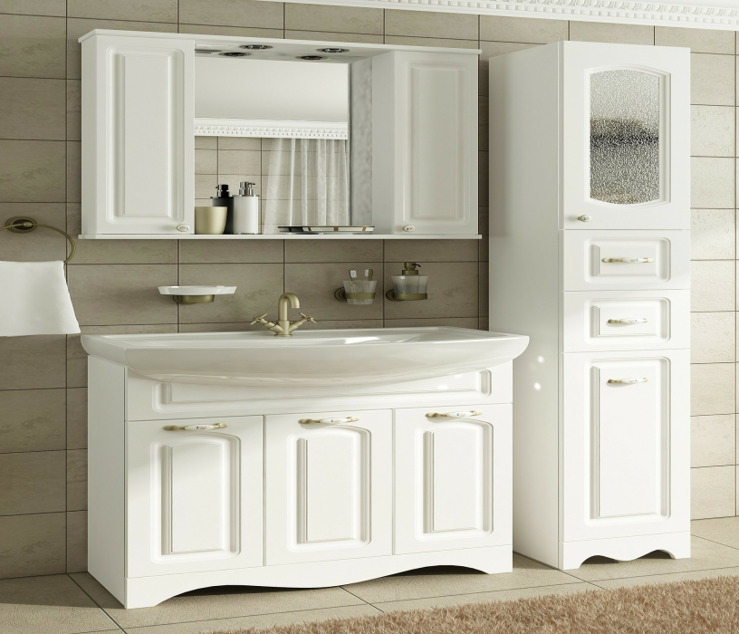 Тумбы с раковиной для ванны, Тумба с раковиной Francesca Avanti Империя 80 с 3 дверцами белый (ум. Балтика 80)