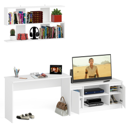 Широкая тумба Мори 1200 с письменным столом 1200.1 и полкой 