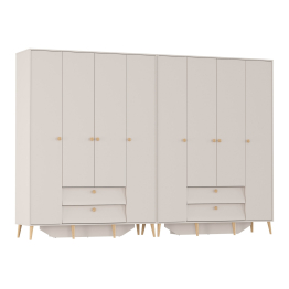 Два шкафа 4-х дверных в спальню Афина с ящиками и дверками