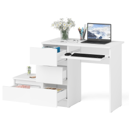 Компьютерный стол три ящика Мори МС-6 левый с тумбой 400