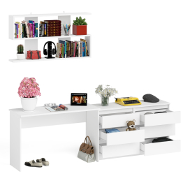 Мори стол письменный 1200.1 с полкой 1200 и широким комодом