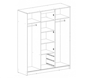 Шкаф-купе комбинированный Маэстро Ясень белый