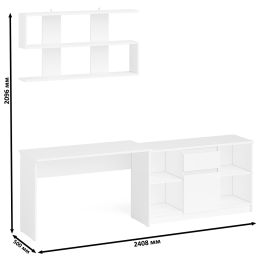 Тумба большая с дверками и нишами с письменным столом Мори и верхней полкой на 1200