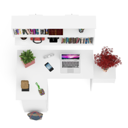 Угловой стол компьютерный Мори МС-16 левый с тумбочкой с ящиком 400 и полкой на 1200