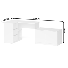 Компьютерный угловой стол левое исполнение с широкой тумбой Мори МА-900