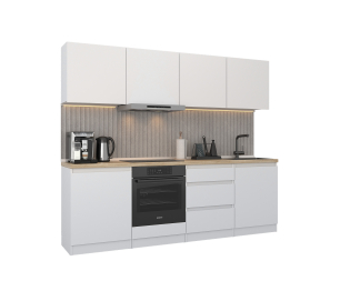 Кухонный гарнитур Леон прямой 240 см, белый