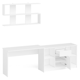 Тумба большая с дверками и нишами с письменным столом Мори и верхней полкой на 1200