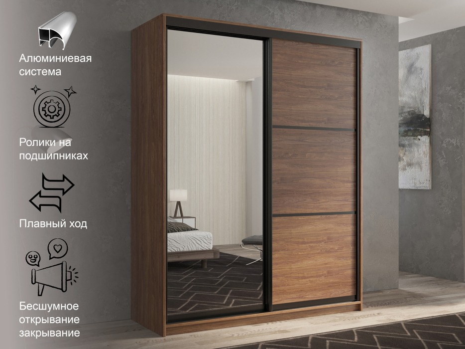 Шкафы-купе 2-х дверные, Шкаф-купе 2х дверный Кааппи 2 160х60