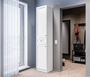 Стеллаж Твин СБ-3372 Белый с глухим фасадом и ящиком