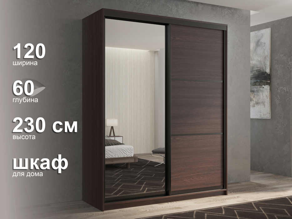 Шкафы-купе 2-х дверные, Шкаф-купе 2х дверный Кааппи 2 120х60