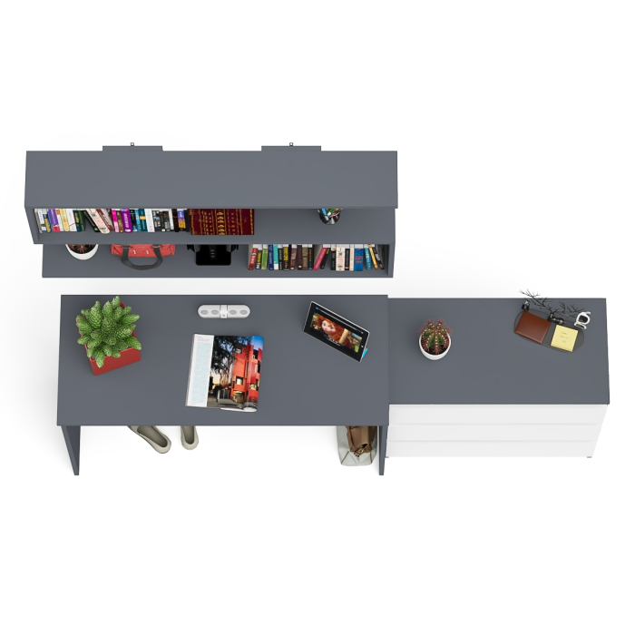 Прямые компьютерные столы, Комод три ящика Мори 800 с письменным столом 1200 и навесной полкой 1200