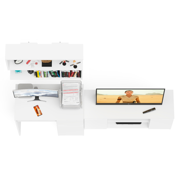 Прямые компьютерные столы, Однотумбовый компьютерный стол Мори МС-1 правый с тумбой МТВ1200.1 и открытой полкой на 900