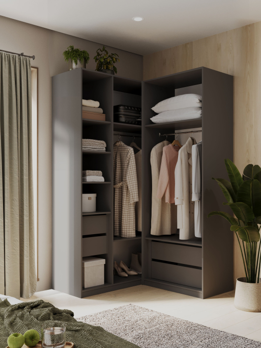 Угловые шкафы, Угловой шкаф для одежды с ящиками София 2200х1300х520мм