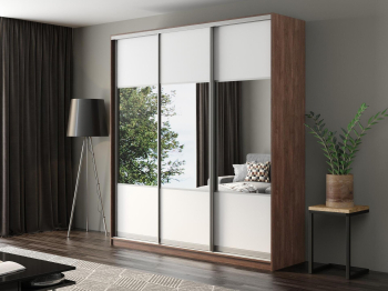 Шкаф-купе Айсберг 220 ШАМОНИ ТЕМНЫЙ (белый/комбинированный)