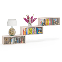 Три книжные полки КН1 со стеклянными сдвижными дверками