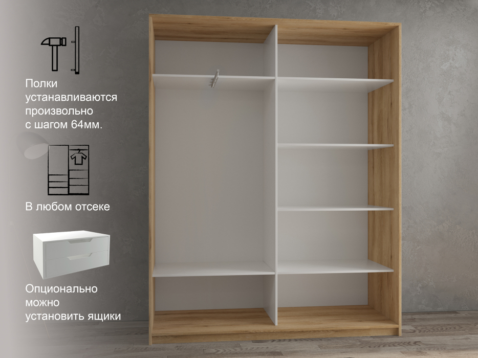 Шкафы-купе 2-х дверные, Шкаф-купе 2х дверный Кааппи 6 120х45