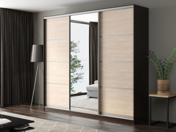 Шкаф-купе Айсберг 270 ВЕНГЕ (шамони светлый/зеркало)