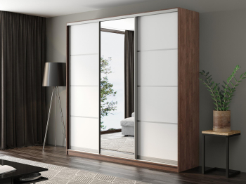 Шкаф-купе Айсберг 240 ШАМОНИ ТЕМНЫЙ (белый/зеркало)