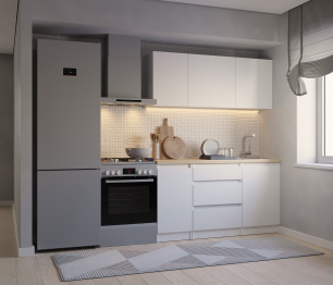 Кухонный гарнитур Леон прямой 150 см, белый