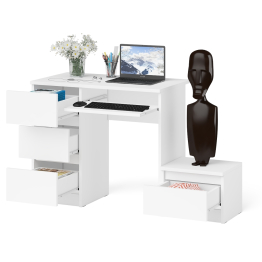 Компьютерный стол три ящика Мори МС-6 левый с тумбой 400