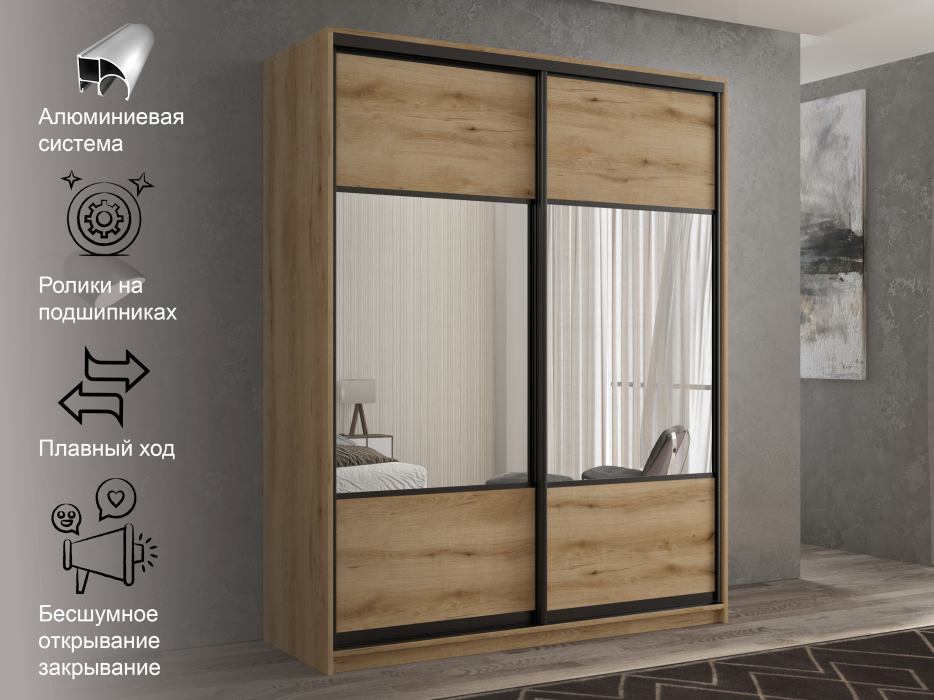 Шкафы-купе 2-х дверные, Шкаф-купе 2х дверный Кааппи 6 120х45